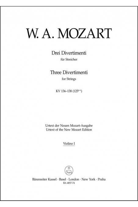 Mozart, Three Divertimenti (K136, 137, 138) for String Quartet 1st Violin Part Only (Barenreiter)