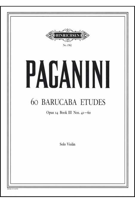 Paganini, Studies in 60 Variations Barucaba for Violin
