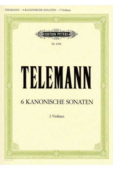 Telemann 6 Canonic Sonatas For 2 Violins (Peters) - Please Pre-Order
