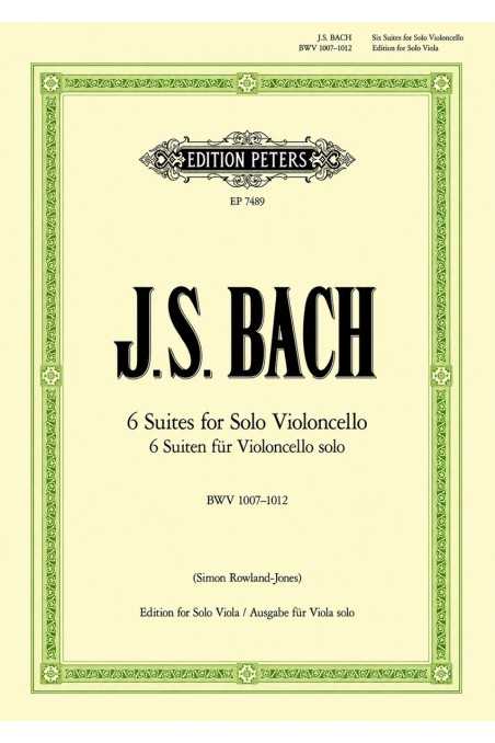 Bach, Six Suites For Cello Arranged For Viola (Peters)