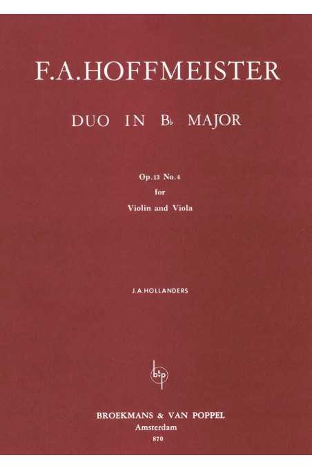 Hoffmeister, Duo In B♭ Major Op.13 Nr.4 For Violin And Viola