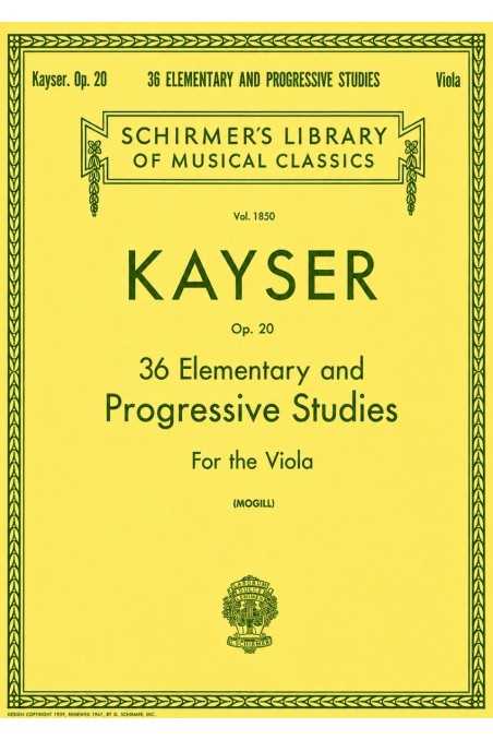 Kayser, 36 Elementary and Progressive Studies for Viola (Schirmer)