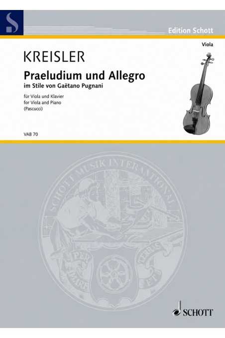 Kreisler Praeludium And Allegro Transcript For Viola And Piano (Schott)