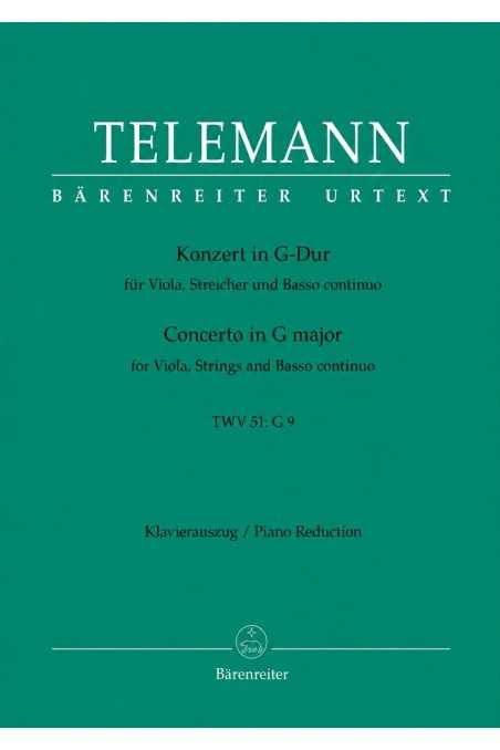 Telemann Concerto In G Major For Viola, String And Bass (Barenreiter)