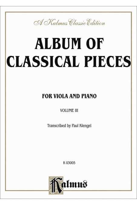 Album of Classical Pieces for Viola Vl 3 (Kalmus)
