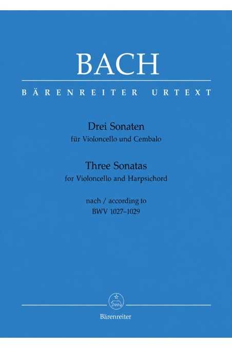 Bach, Three Sonatas For Cello And Harpsichord (Barenreiter)