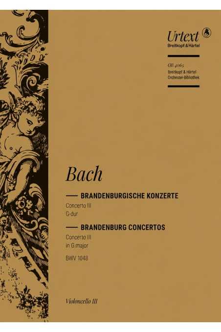 Bach, Brandenburg Concerto No. 3 in G Major BWV1048 for String Orchestra - Cello III Part (Breitkopf & Härtel)